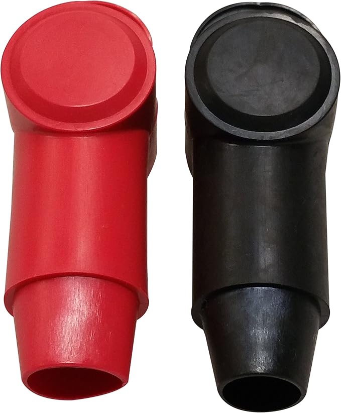 (Red & Black) 3/8" Stud Terminal Cover - Electrical Battery Connection Insulator (2 Pack)