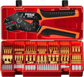 PEBA Open Barrel Crimping Tool Kit - 14 Sizes Quick Splice Male and Female Wire Spade Connectors & Piggy-back with Ratcheting Crimper AWG 24-14, for Electrical Wiring Car Audio Speaker Connectors