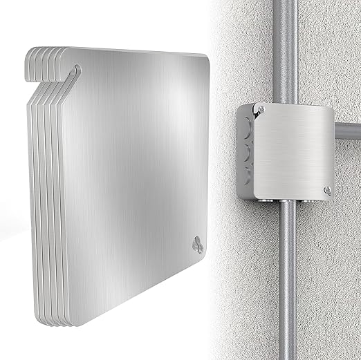 6 Pcs 4x4 Square Electrical Box Cover Plate, Metal Junction Box Covers Plate for 4 inch Electrical Box, Blank Electric Outlet Box Cover Prevents Accidental Electrocution