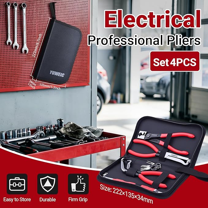 5-Piece Electrical Disconnect Pliers Set, Automotive Electrical Disconnect Pliers and Terminal Pin Removal Tool Kit, Professional Automotive Tools for Most Cars, Trucks and SUVs