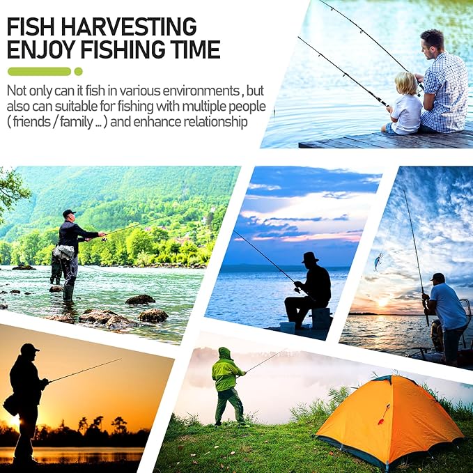 Telescopic Fishing Rod and Reel Combo, 2PCS 5.9FT Collapsible Fishing Pole Set with Pre-Loaded Spinning Reel Lures and Carrier Bag, Saltwater Freshwater Fishing Gear for Adults