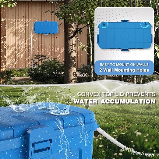 Flemoon [2 Pack] Outdoor Electrical Box Waterproof, Medium Weatherproof Electrical Box (11.5x5.2x4 inch) w/6 Cable Entry Ports, Extension Cord Cover for Power Strip, Timer, Plug, Holiday Light, Blue
