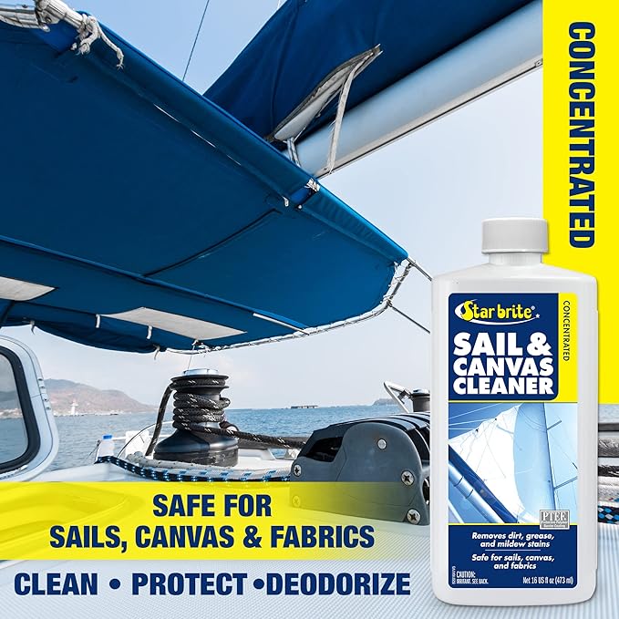 Star Brite Concentrated Sail & Canvas Cleaner - Specially Formulated for All Natural & Synthetic Fabrics - Deep Cleans, Protects, Deodorizes - 16 Oz Concentrate Makes 64 OZ of Cleaner (082016)