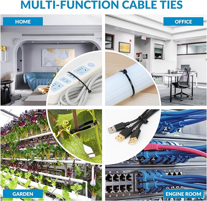 XINGO 12 Inch White Zip Ties 1200 PCS, 75 LBS Ultra Strong Tensile Strength, UV Resistant Cable Ties, Self-locking Plastic Ties for Indoor and Outdoor Use