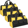 Sanwuta 3 Pack Tool Bag for Men with Waterproof Hard Bottom, Heavy Duty Tool Bag Wide Mouth Tote for Various Instrument, Electrician Carpenter Mechanic(Yellow,16 Inch,Classic)