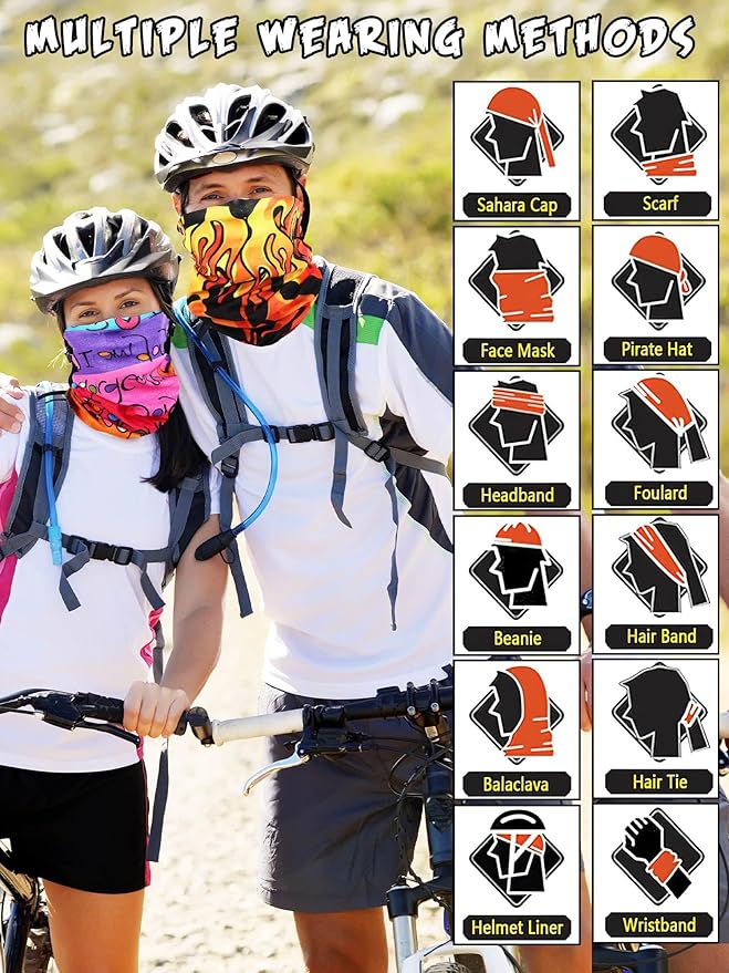 100 Pcs Bulk Neck Gaiters for Men Women Balaclava UV Face Mask Headband Face Covering Neck Tube Scarf Outdoor,100 Style