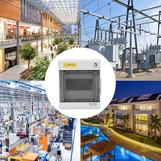 Waterproof 6 Way Breaker Box IP66 PC/ABS Alloy Plastic Power Distribution Box Enclosure with Clear Cover, Bus Bars and DIN Rail
