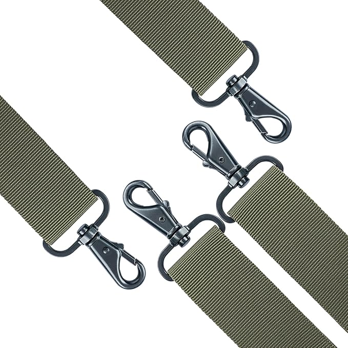 KUNN Tactical Harness Police Suspenders for Duty Belt with Metal Hook Adjustable Padded Shoulder Pads,Army Green