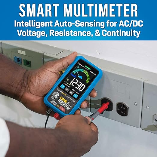 Jonard Tools AMM-600 Automatic Intelligent Digital Multimeter ETL Certified 4000 Counts TRMS, Test A/C D/C Voltage, Resistance, Continuity, Frequency, Capacitance, Diode, NCV, and Live Wire, 600V