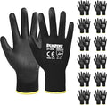 Ultra-Thin PU Coated Work Gloves-12 Pairs,Excellent Grip,Nylon Shell Black Polyurethane Coated Safety Work Gloves, Knit Wrist Cuff,Ideal for Light Duty Work. (Medium)