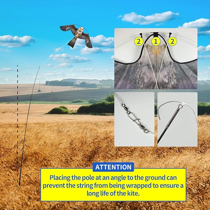 eyijklzo Bird Scarer Flying Kite Crops Farm Flying Bird Hawk Flying Kite, Only Grey Kite