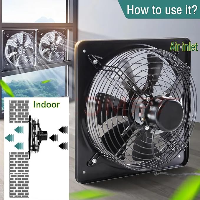 16 Inch Wall Window Exhaust Fan Wall Mounted Ventilation Fan 1040 CFM High-Speed1560 RPM Basement Extractor Fan Industrial Fan for Home Garage Office Commercial Use (16 Inch+Speed Control)