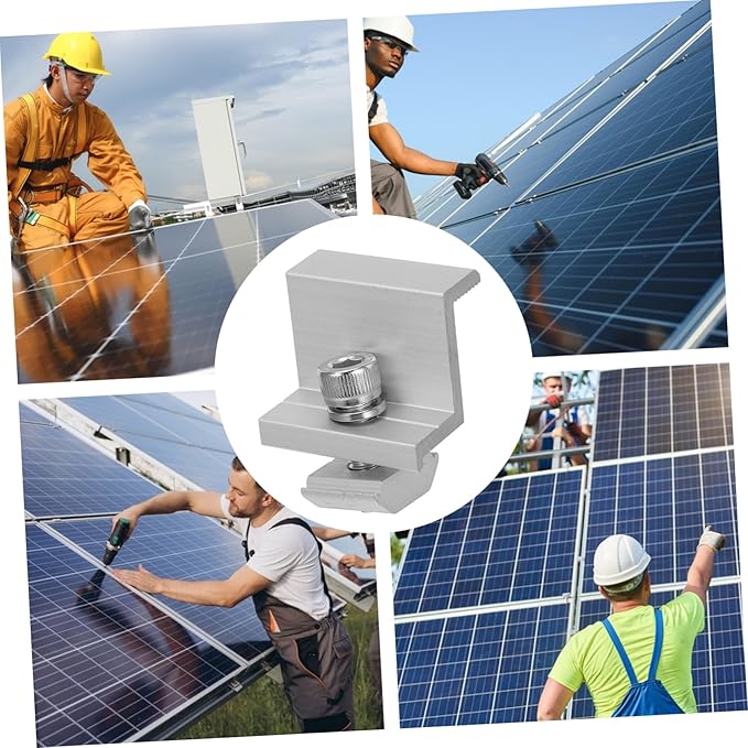 BESPORTBLE 12pcs Outdoor Solar Panel Fixed Buckle Metal Rack Clips Versatile Mid-end Clamps for Easy Installation of Solar Photovoltaic Systems