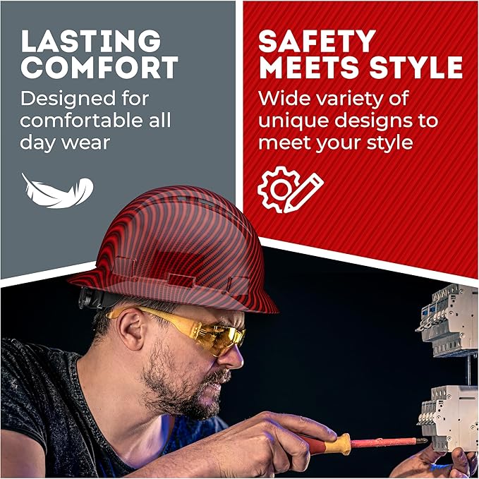 Acerpal Full Brim Vented Camo Design Matte Finish OSHA Construction Hard Hat with 6-Point Suspension