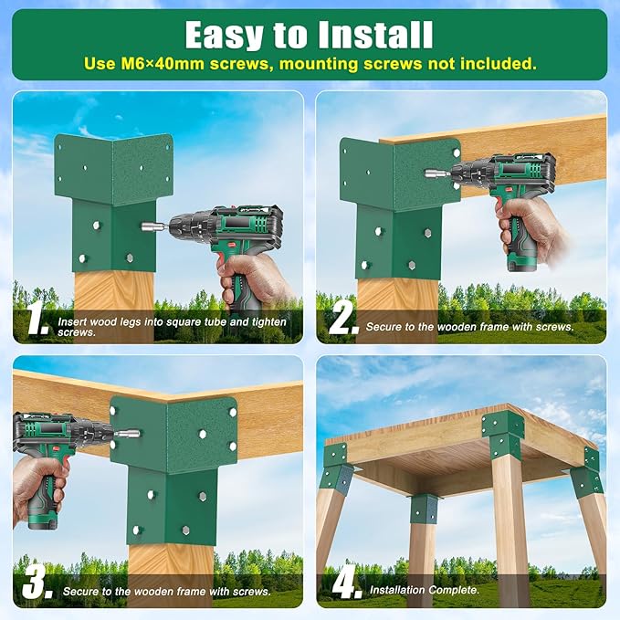 Dolibest Heavy Duty Deer Stand Brackets, 4x4 Compound Angle Bracket, Powder Coated Elevated Bracket for Outdoor Platforms, Deer Hunting, Shooting Shack, Observation Decks& Tree Houses (4Pack)