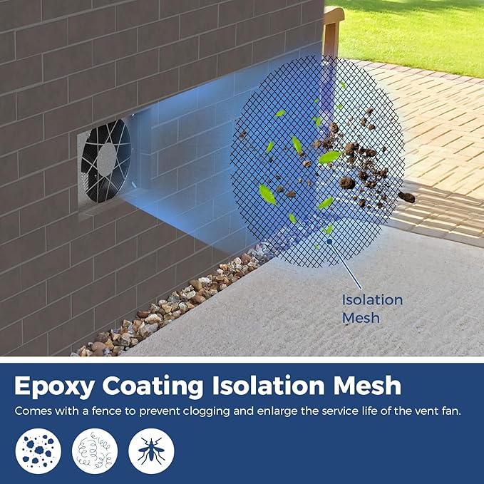 ALORAIR 720 CFM High Flow Powered Crawl Space Ventilation Fan, IP55 Rated 10" Basements Vent Fan with Freeze Protection Thermostat & Dehumidistat, for Crawlspace, Garage, Basements, Attic, Exhaust