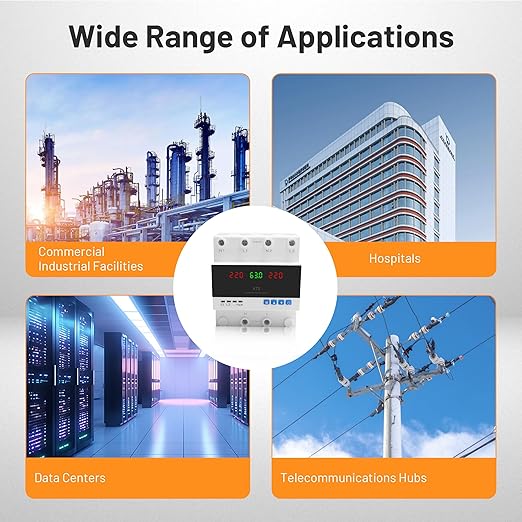 Automatic Transfer Switch, 63A 110V/220V Dual Power Selector for Generator & Backup Inverter, L1 Priority, DIN Rail Mount,ATS Adjustable Emergency Power Switch with Guide Rail(110V and 220V Available)