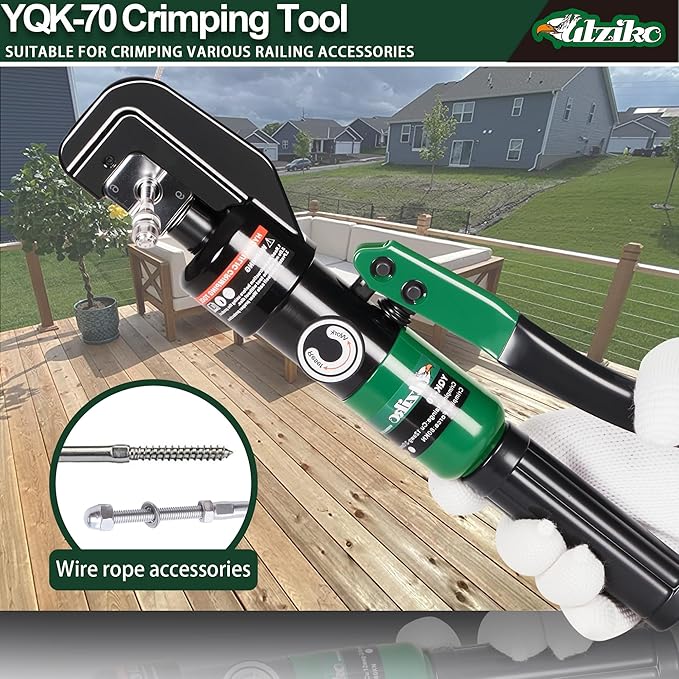 Hydraulic Cable Lug Crimper 10 US TON 12 AWG to 00 (2/0) Electrical Terminal Cable Wire Tool Kit with 9 Die (12awg~00awg Crimping Tool)