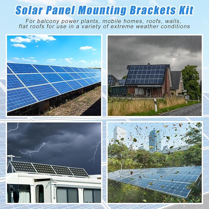 40 Pcs Solar Panel Mounting Brackets Kit for 1-18 Pieces Adjustable Aluminum Alloy Mounting Stand Support Photovoltaic Flat Pitched Roof Bracket for Slate, Tile, Cement, Wooden, Tin Roof
