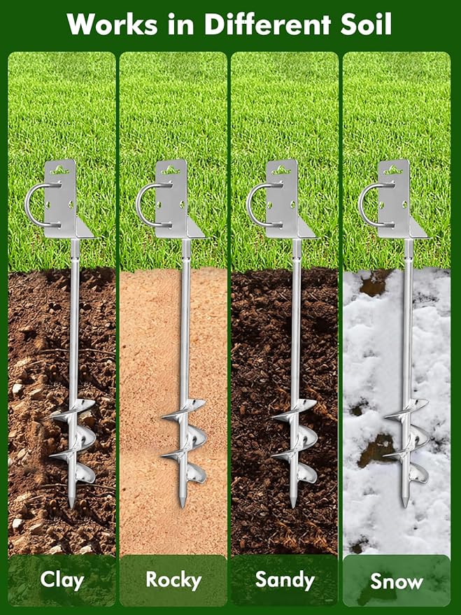 Ground Anchors Screw in,20" Set of 4 Mobile Home Anchors,Storage Shed Anchor Kit with Drill Bit,Ground Anchors Heavy Duty for Shed, Trampolines,Camping, Swing Sets