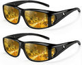 Bio-th Night Driving Glasses Anti Glare, Polarized Night Vision Glasses for Driving, HD Yellow Tint Lens for Rain, Fog & Dark