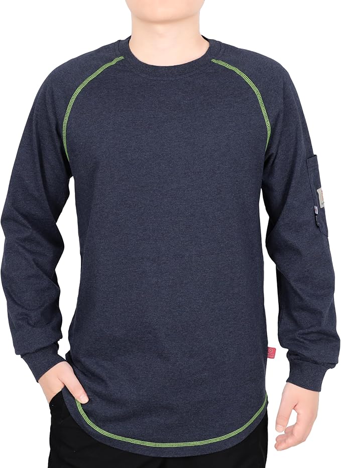 BOCOMAL FR Shirts Heather Series 6oz Flame Resistant T Shirt NFPA2112 CAT2 Fire Retardant Crew Work Shirt