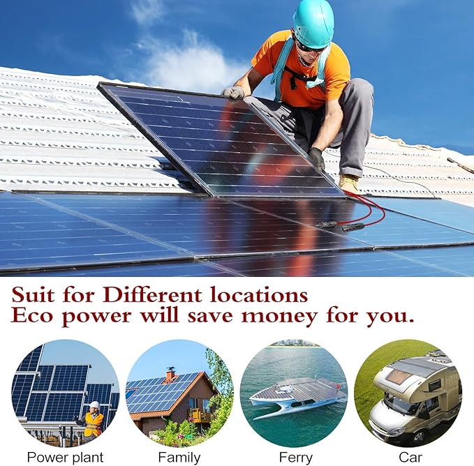 Solar Extension Cable 10AWG MC4 Connector,PV Wire Extension Cord with Male and Female Connectors,UV Resistant & Waterproof IP67, for RV Boat, Camping, 20 FT Black + 20FT Red