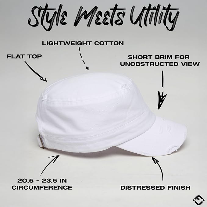 Funky Junque Distressed Military Hat – Newsboy Hats for Women, Short Brim Army Baseball Cap, Womens Cadet Hat Trendy Style