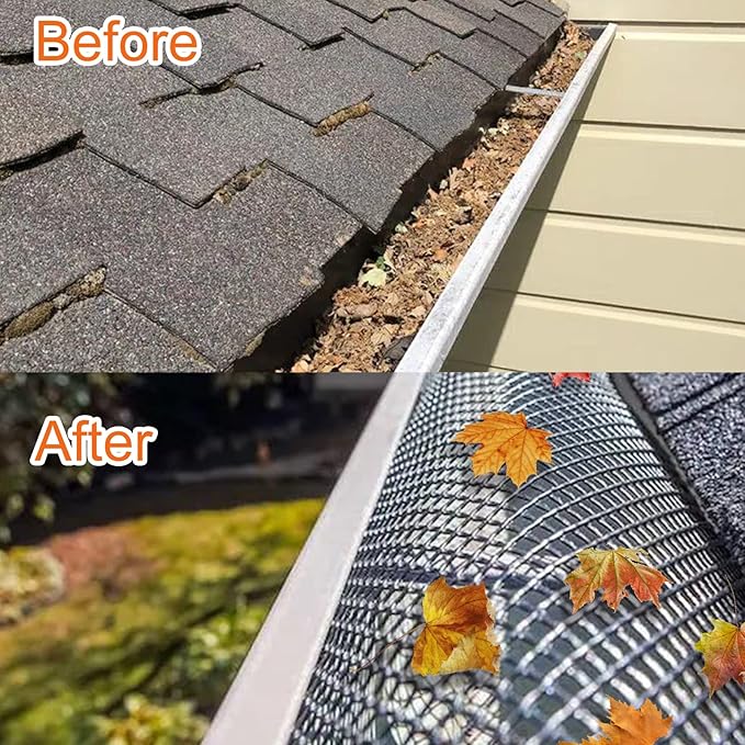 Upgraded Aluminum Gutter Screen Mesh, 4 inch Thicker Gutter Guard Mesh Roll 4" X 60', Rain Gutter Leaf Guard Mesh with Gloves 4 Inch X 60 Feet, 1 Roll