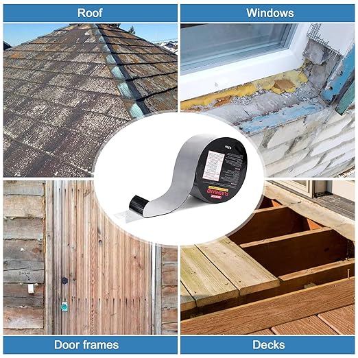 Flashing Roll Tape Asphalt Membrane, 4 Inches X 32 Feet 60Mil Thick Waterproof Asphalt Patch Seal Tape Roll, Self-Adhesive Roof Sealant, Asphalt Repair for Door Roof Window Gutter Outdoor （1 Roll)