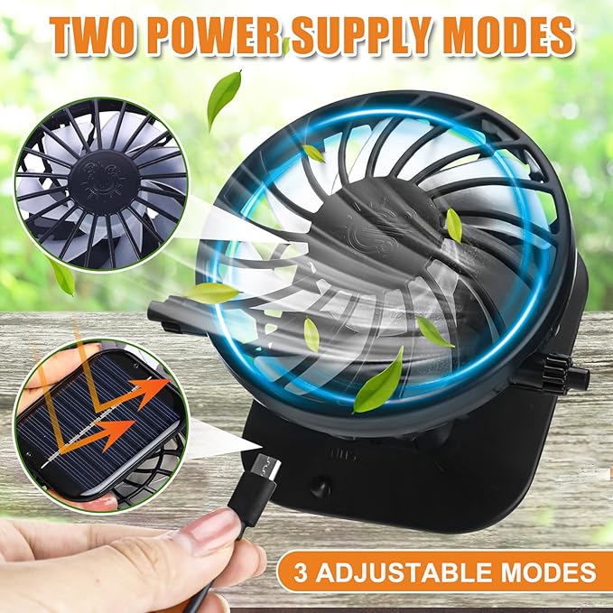 Chuarry Wide Brim Sun Hat with 2 Fan Outdoor Solar Powered USB Charging Fishing Hat with Neck Flap for Men Women