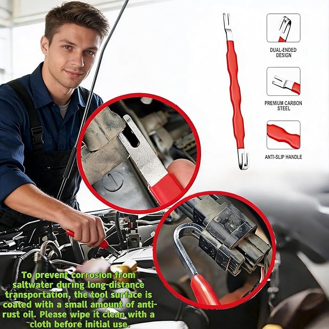 4-in-1 Automotive Clip Pliers Set, Electrical Disconnect & Connector Removal Tool Kit with Straight & 60° Angle Pliers, Separator & Hose Clamp Plier for Car Truck SUV Repair, Mechanics & DIY