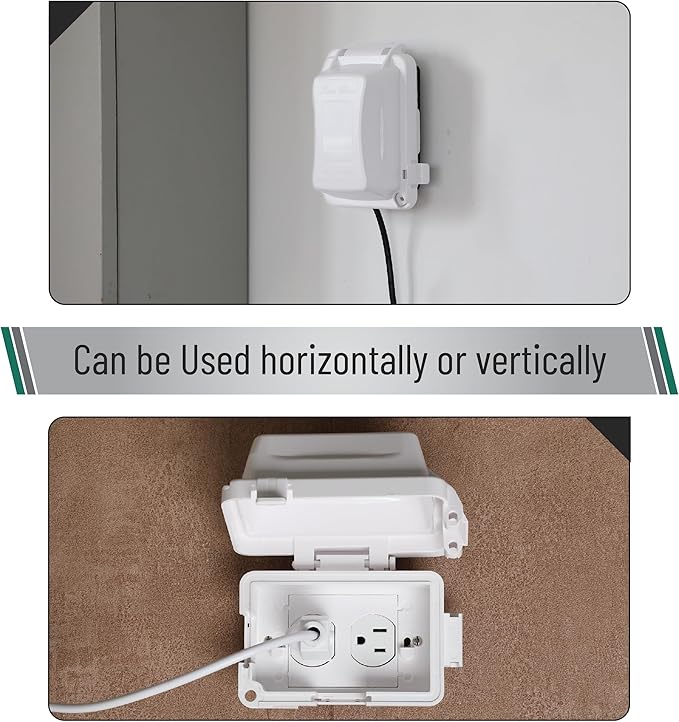 Bates Choice Weatherproof Electrical Outlet Cover, 1-Gang, White Plastic Outdoor Outlet Cover, Plug-In, 120 Volts AC, Compatible with All Devices
