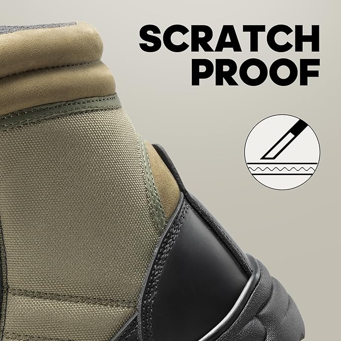 NORTIV 8 Men's Military Tactical Work Boots Side Zipper Leather Motorcycle Combat Boots Trooper