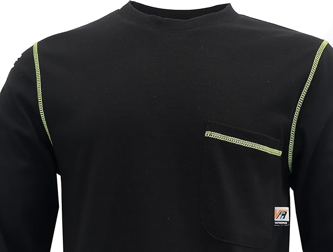 VATRENUS FR Shirts Crewneck 5.5oz Lightweight Flame Resistant 100% Cotton Men's Pre-Washed Fire Retardant Workwear