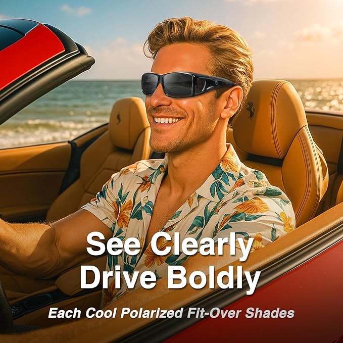 Night Driving Glasses Night Vision Glasses Fit Over Glasses Polarized Anti-Glare UV400 Gift for Men Women
