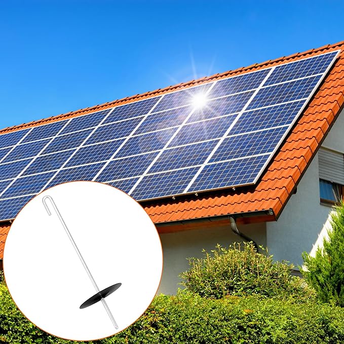 QWORK 200-Pack Stainless Steel Solar Panel Guard Clips with Self-Locking Washers and J Hooks –UV-Protected, Animal Guard Fastener Clips for Bird Wire & Pigeon Fencing, 38mm Clip Width