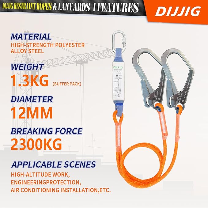 Safety Harness Fall Protection Kit with Shock Absorbing Lanyard & Suspension Trauma Safety Straps Upgrade Quick Buckles, Roofing Harness Construction Harness Para Construccion ANSI Compliant Orange