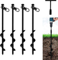 VASGOR 12” Ground Anchors (4pcs) Easy to Use with Drill, 10mm Diameter, Heavy Duty Anchor Hook for Camping Tent, Canopies, Car Ports, Sheds, Swing Sets, Securing Animals – Black Powder Coated