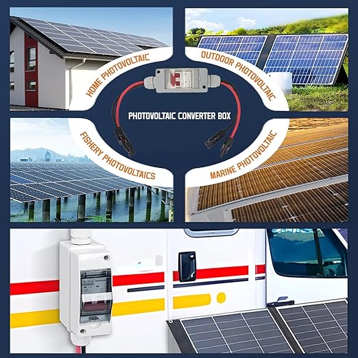 2P DC 500V 32A Solar Disconnect Switch, Miniature Circuit Breaker with IP65 Waterproof Box & PV Connectors, Photovoltaic Combiner Box for Solar Panel System RV Marine