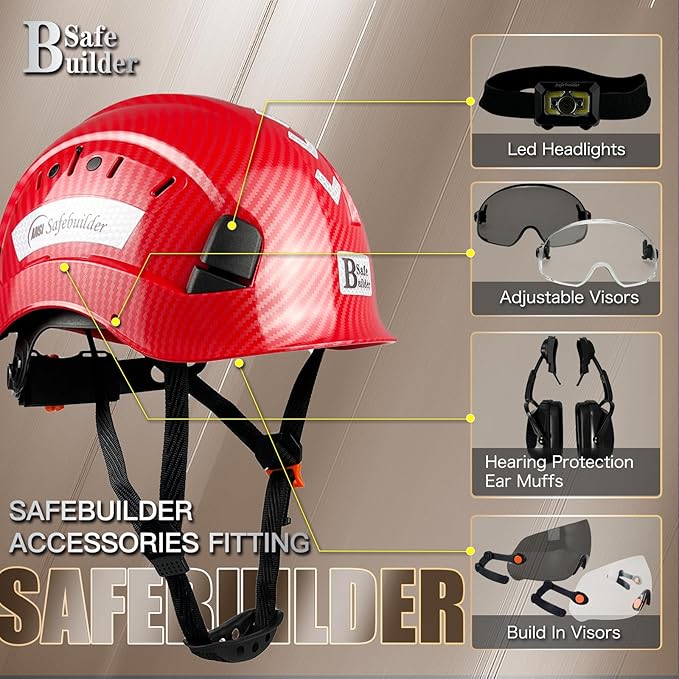 Construction Safety Helmet ABS Hard Hat Adjustable Ventilation System Hardhats Industrial Work Head Protection for Men Certified ANSI/ISEA Z89.1