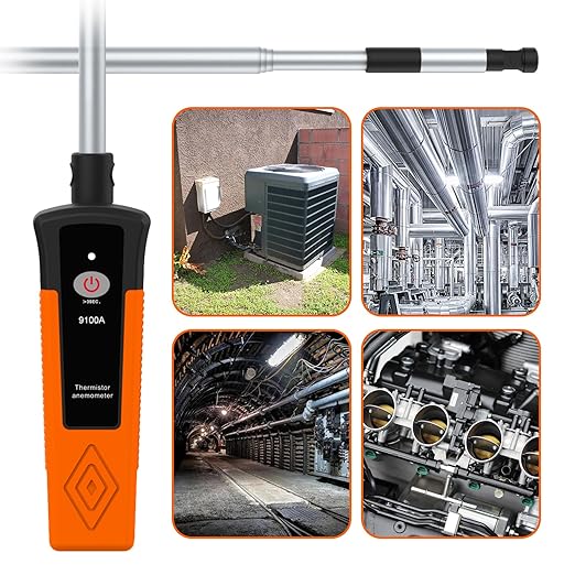 Hot Wire Anemometer Handheld CFM/CMM Air Flow Meter Wind Speed Gauge Measures 0-40m/s, 0-999900CFM with Bluetooth & App Operation, Thermal Anemometer for Max/Min, Data Hold