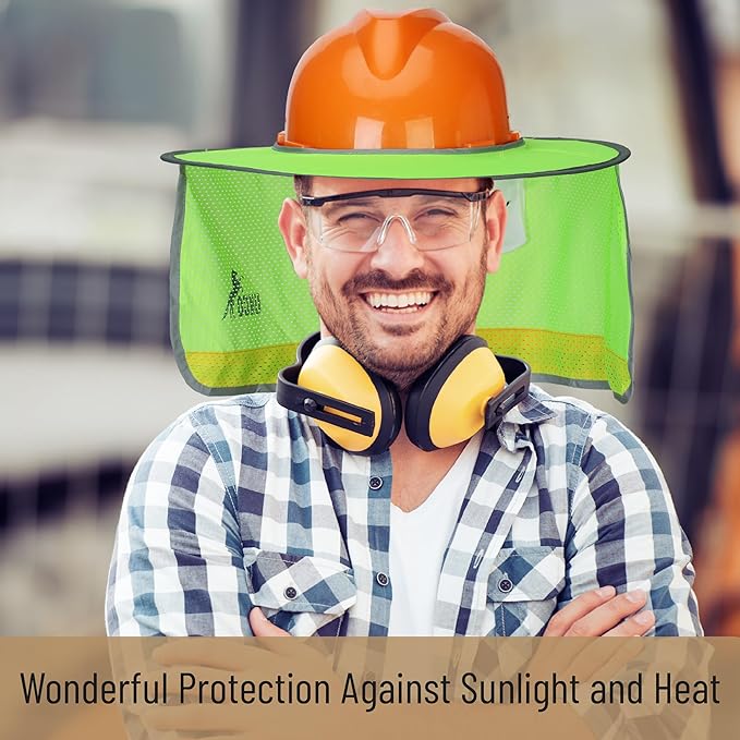 UNCO- Hard Hat Sun Shield, 4 Pack, Green, Full & Standard Brim Mesh Sunshade High Visibility Reflective, Hard Hat Accessories
