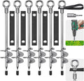 Fully Welded Ground Trampoline Anchors, 18'' Spiral Mobile Home Anchors, 6pcs Earth Anchor Heavy Duty Shed Anchor Kit with Straps for Securing Swing Sets, Animals, Trees, Tents, Shed, Carport