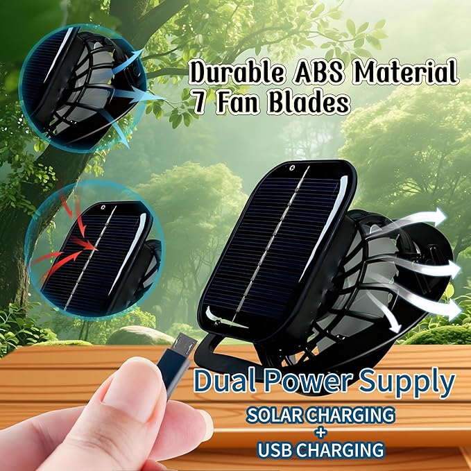 Solar Fan Hat ，Wide Brim Solar Fan Hat with 2 Solar Powered Fan Built ，Waterproof Outdoor Fishing Hat
