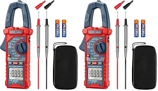 AstroAI Digital Clamp Meter Multimeter 2000 Counts Amp Voltage Tester Auto-ranging with AC/DC Voltage, AC Current, Resistance, Capacitance, Continuity, Live Wire Test, NCV, Blue (Pack of 2)