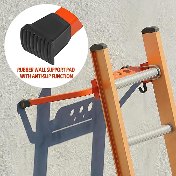 Ladder Stabilizer with Tool Tray & Hook - Heavy Duty Roof Gutter Guard, Universal Ladder Stabilizer for Gutters/Windows, Safe Stabilizer for All Ladder Types