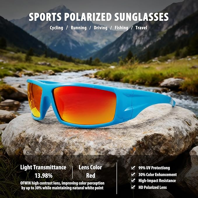 Polarized Sports Sunglasses for Men Women Unbreakable Frame Cycling Fishing Wrap Around Sunglasses UV400 Protection