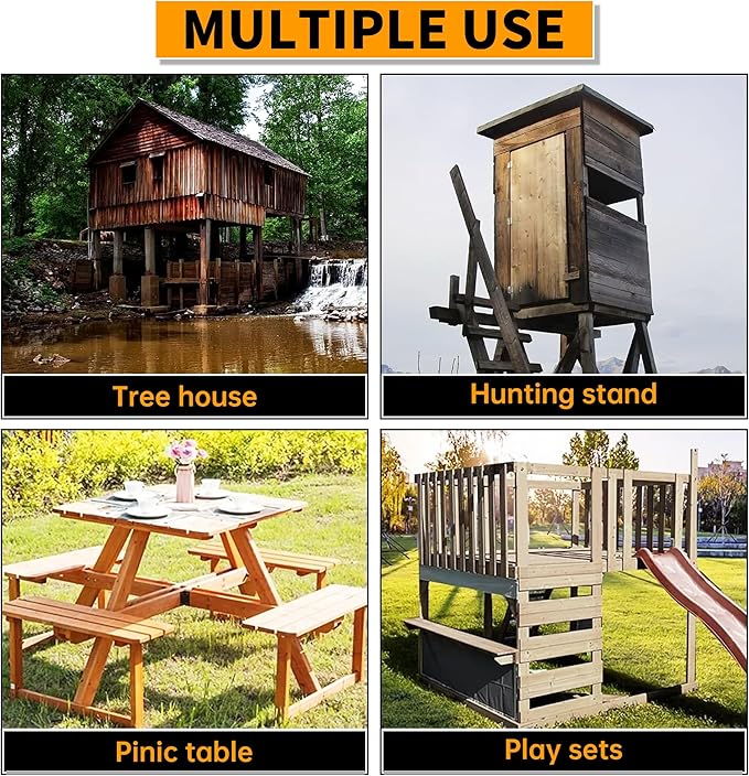 ECOTRIC Deer Stand Brackets 4x4 Deer Blind Brackets, 4Pcs Compound Angle Platform Bracket for Deer Hunting, Shooting Shack, Observation Decks, Tree Houses, Swing Sets, Outdoor Platforms