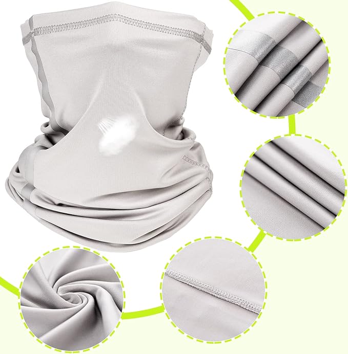 SATINIOR 2 Pcs Sun Hard Hat Neck Protection High Visibility Full Brim Mesh Sun Protection and Neck Gaiter Bandana Face Scarf for Construction Helmet Hard Hat Accessories, Reflective(Dusty Grey)